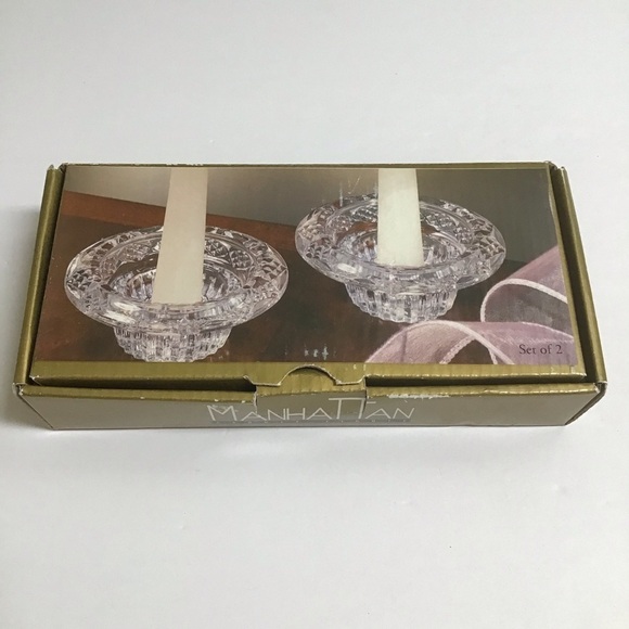 Crystal Candle Holders SET OF 2 Manhattan Moonlight 3-Way Votive Taper Tea Light - Picture 7 of 10